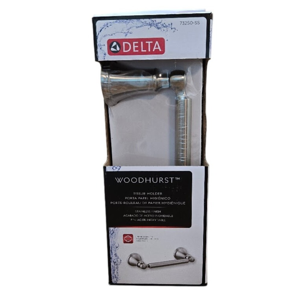 Delta Woodhurst Stainless Tissue Holder Toilet Paper Roll 73250-SS Wall Mount‎